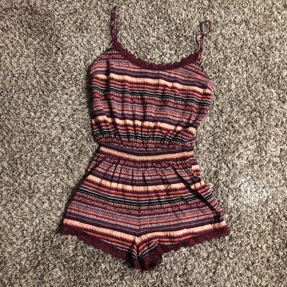 🔥Maroon tribal print short summer romper🔥